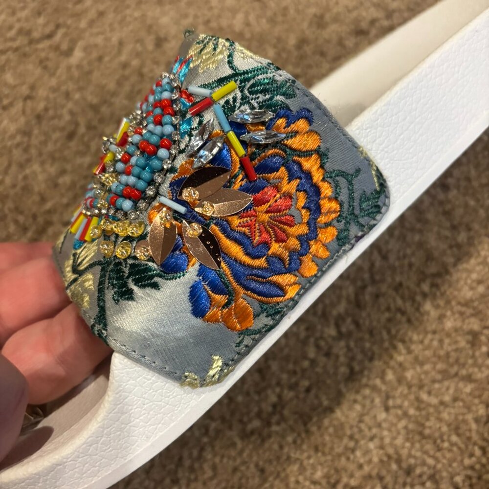 Steve Madden SPARK Beaded Slides 8 women's multicolored beautiful floral - Picture 7 of 8